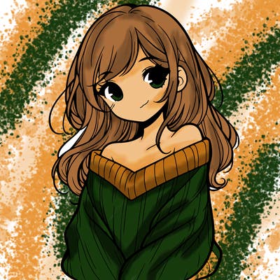 shy pretty girl wearing a sweater that is falling off one shoulder portrait