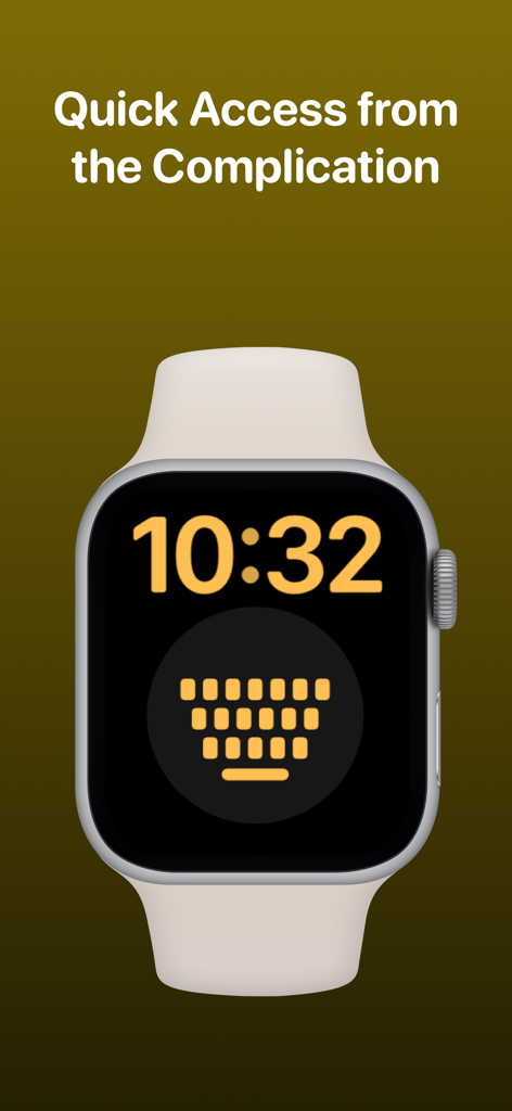 WristBoard - Watch Keyboard - La esfera del reloj Apple Watch presenta la complicación del teclado WristBoard para un acceso rápido.