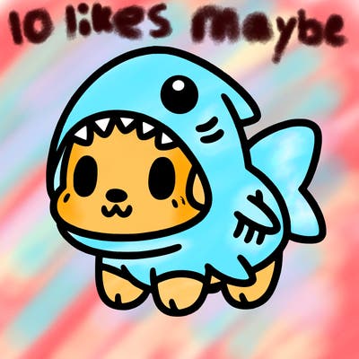 cute dog wearing a shark costume