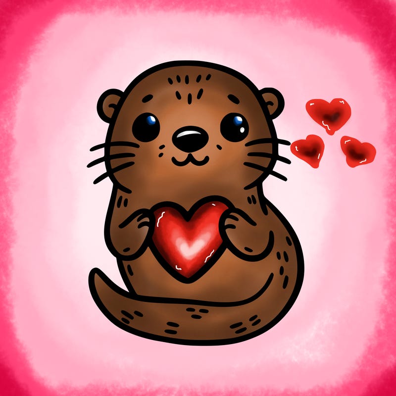otter with a heart