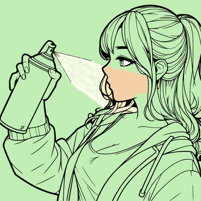 a realistic girl spray, painting