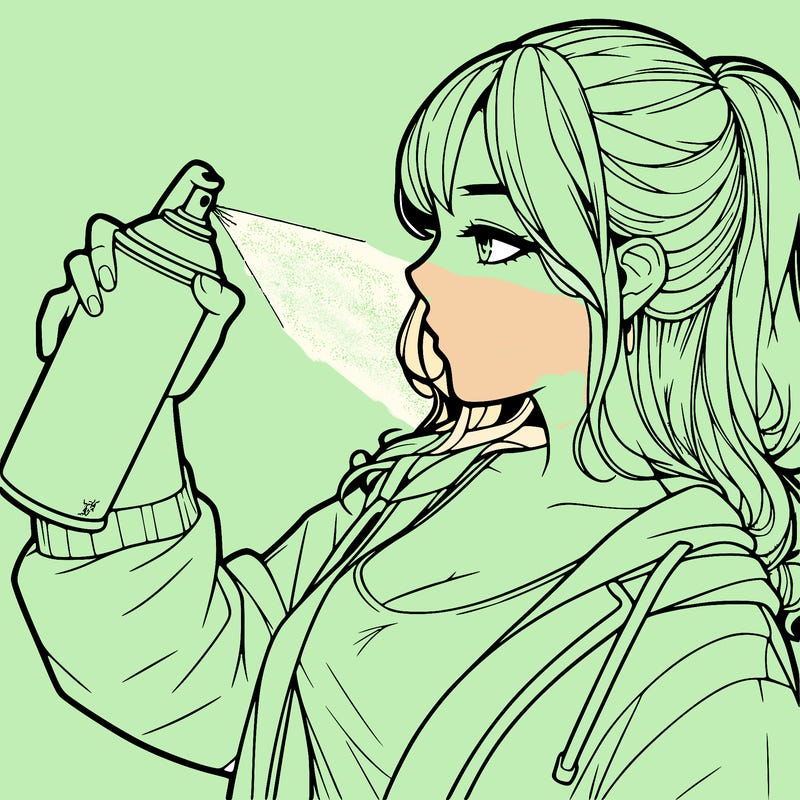 a realistic girl spray, painting