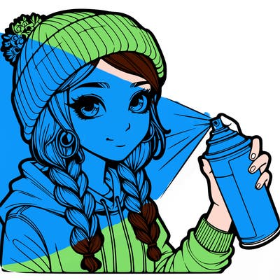 realistic girl spray painting