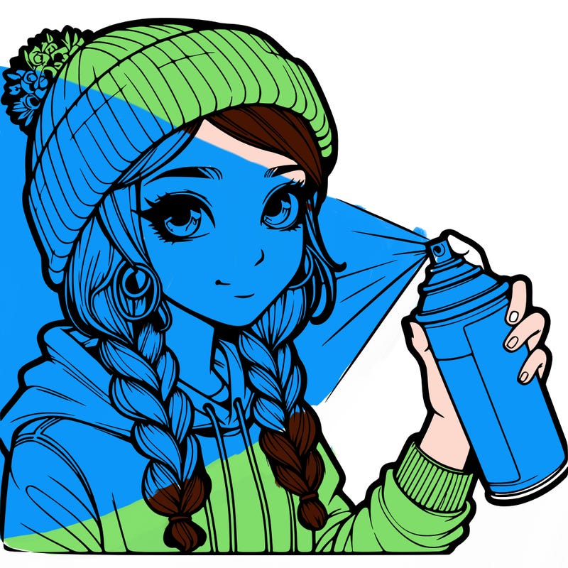 realistic girl spray painting