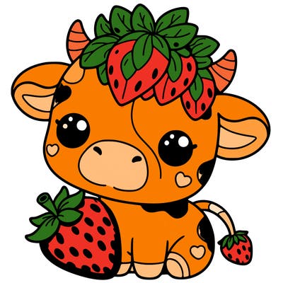 cute strawberry cow