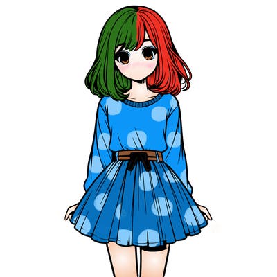 realistic girl with a skirt on