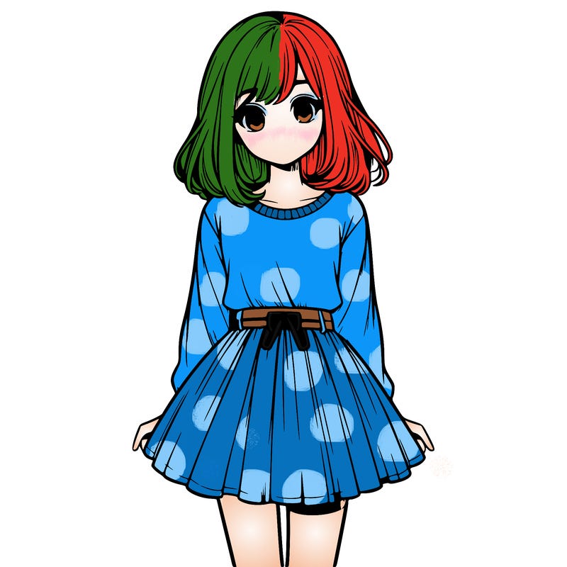 realistic girl with a skirt on