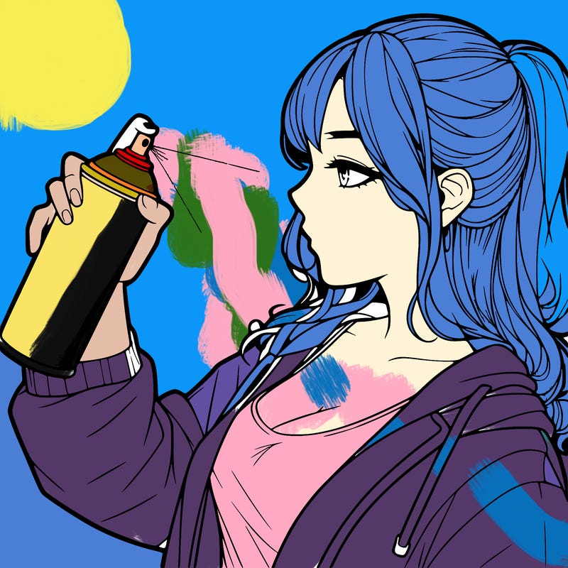 a realistic girl spray, painting