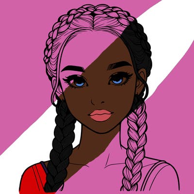 realistic girl with braids