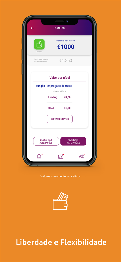 merytu - Interfaz de la aplicación merytu que muestra el saldo de ganancias y la función de retiro instantáneo