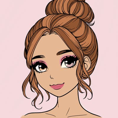 realistic pretty girl with hair in bun
