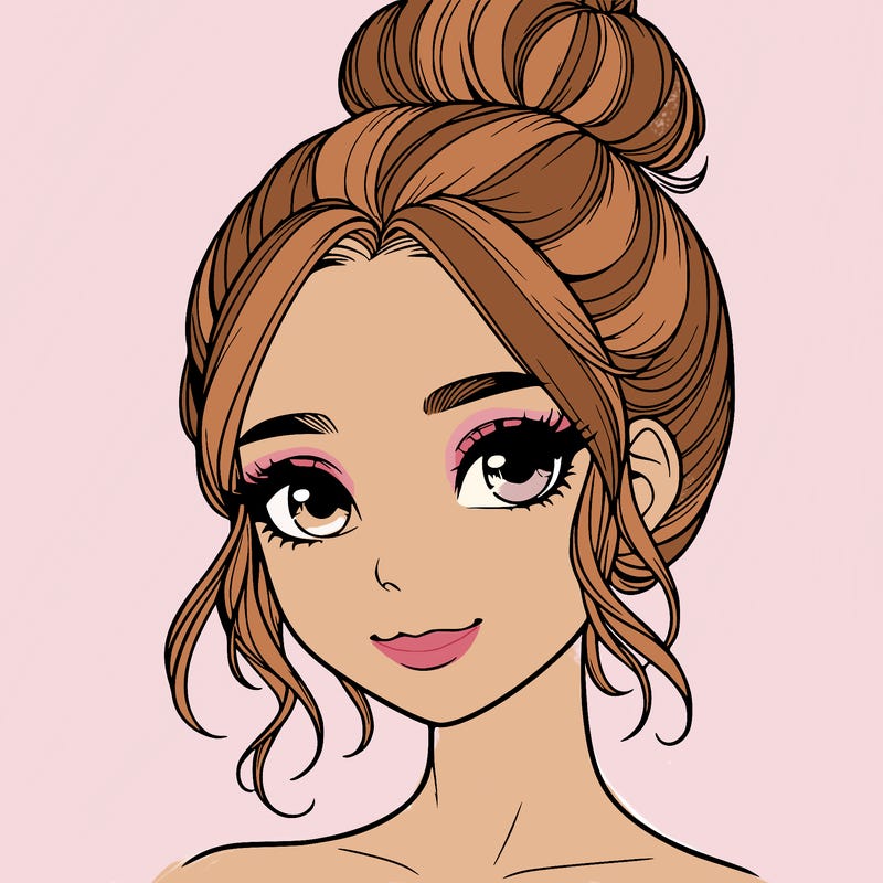 realistic pretty girl with hair in bun