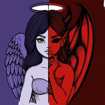 realistic angel half demon