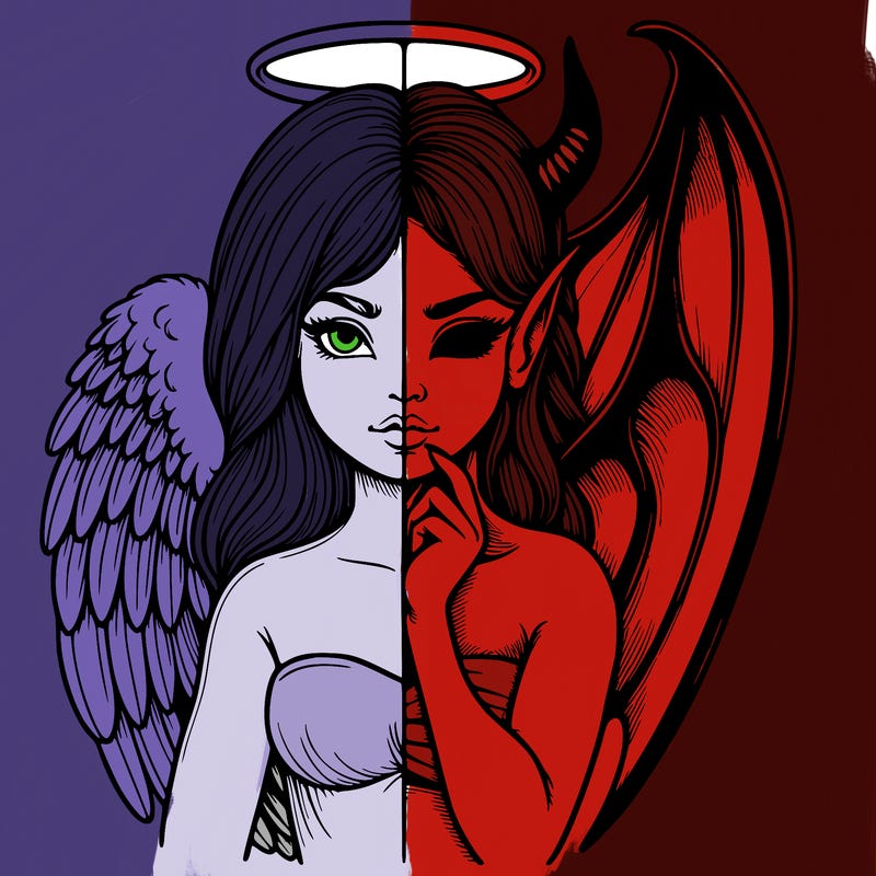 realistic angel half demon