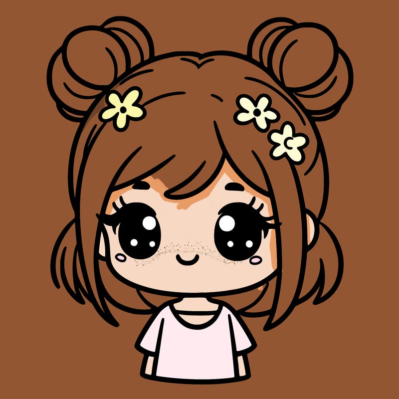 cute girl whith  her hair in buns