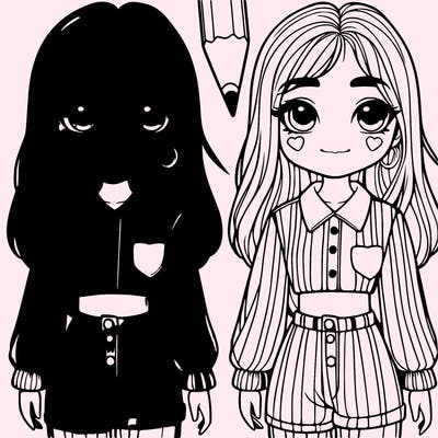 realistic girls with cute shirts and pants