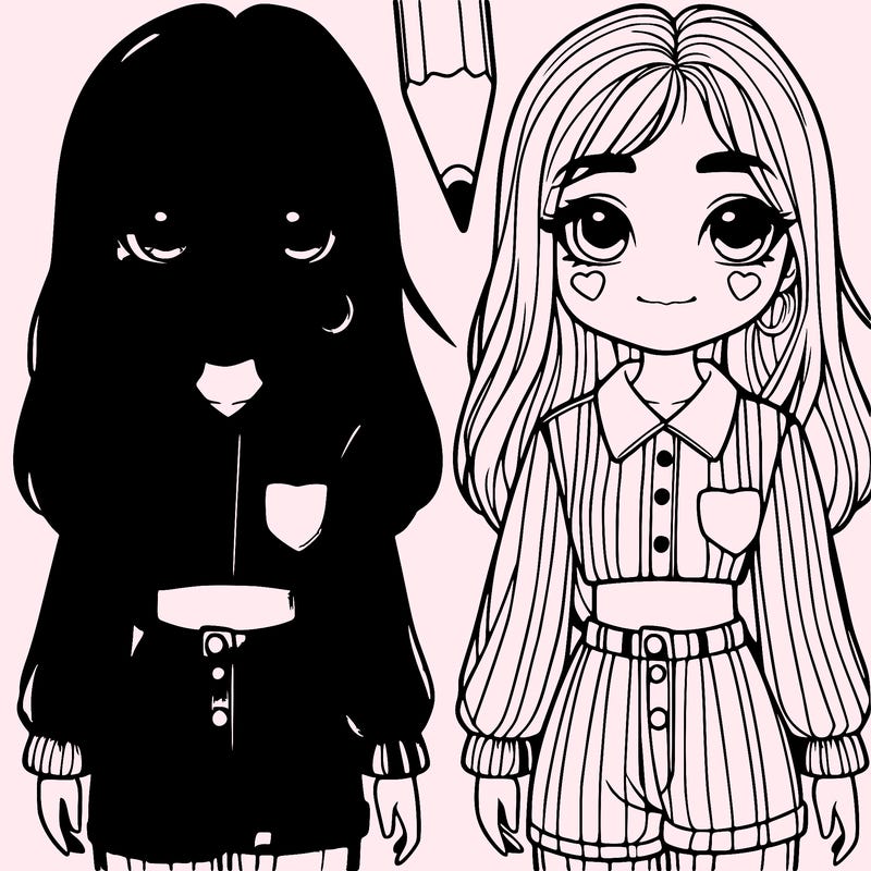 realistic girls with cute shirts and pants