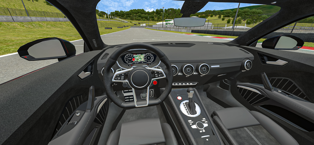 Fast Lap Racing - First-person cockpit view of a sports car interior on a race track in Fast Lap Racing