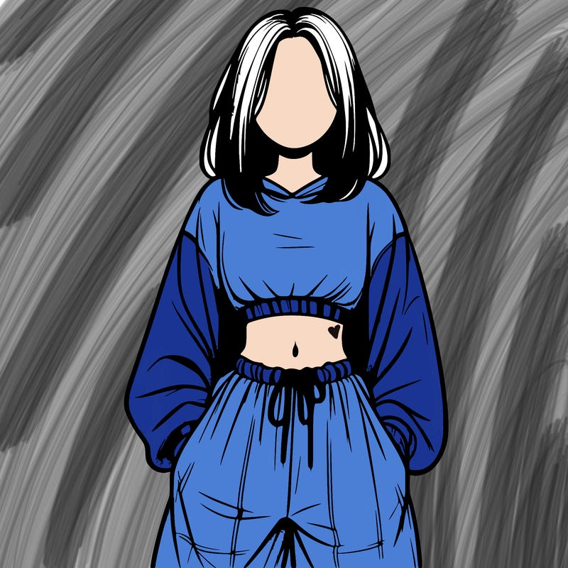 realistic girl faceless with baggy pants and a crop top