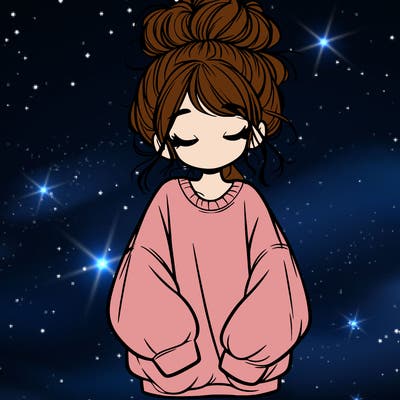 girl with baggy sweatshirt and messy bun