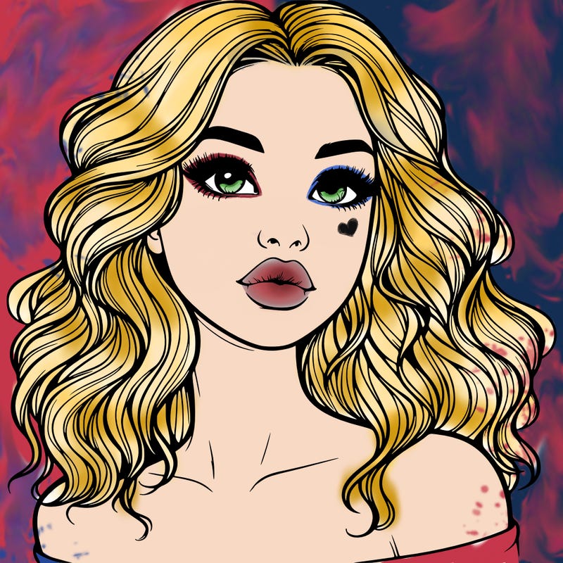 realistic girl with wavy hair and lips