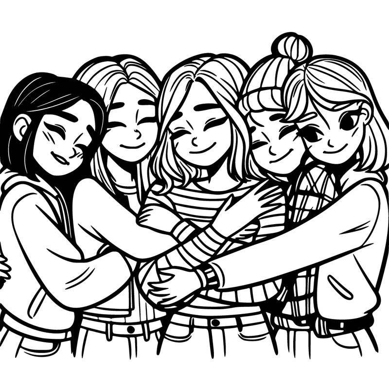 4 teenage girls hugging