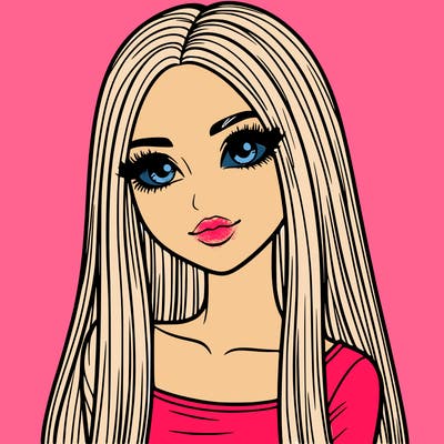 realistic girl with straight and long hair