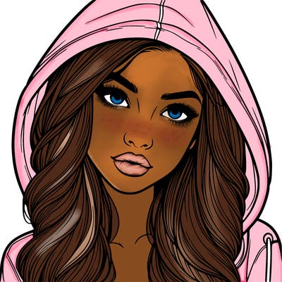 realistic beautiful girl with a hood on
