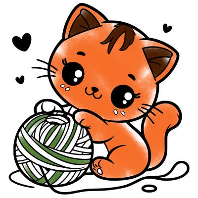 cute cat playing with yarn