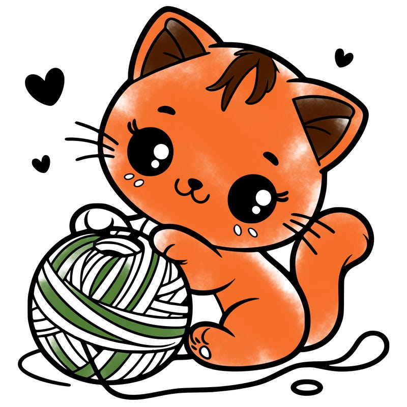 cute cat playing with yarn