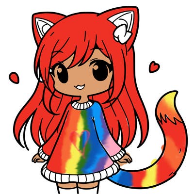 girl with cat ears and tail