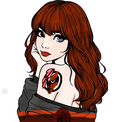 realistic girl with bangs looking over her shoulder