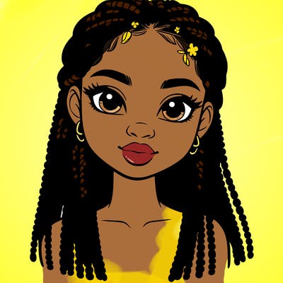 a realistic black girl with braids