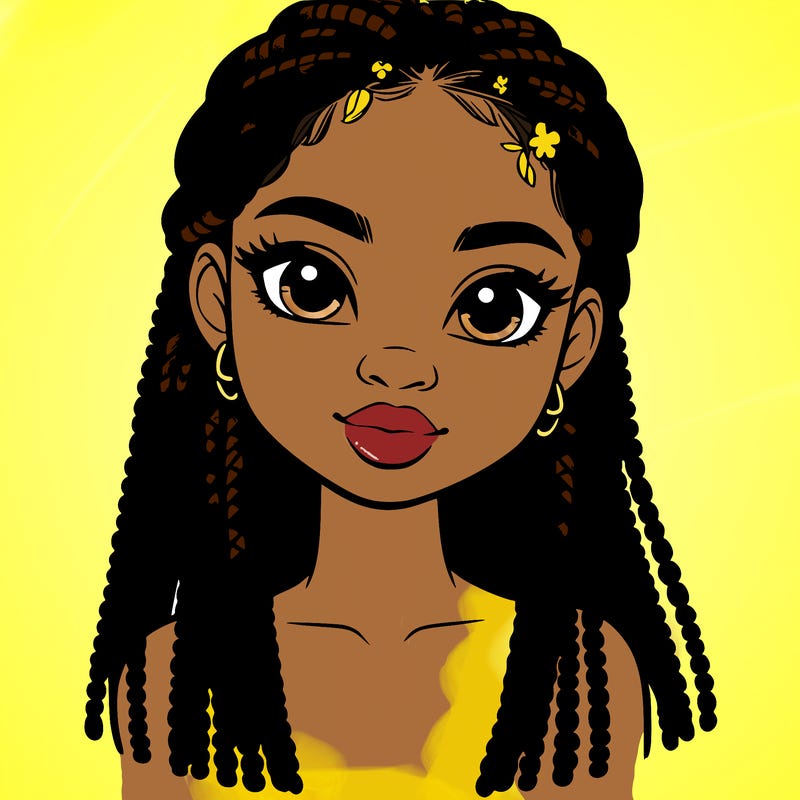 a realistic black girl with braids