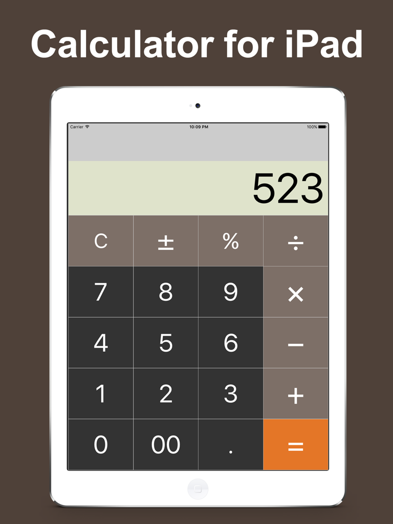 Calculator for iPad - Free calc app - Benutzerfreundliche Taschenrechner-App für das iPad mit großen Tasten und gut lesbarem Display