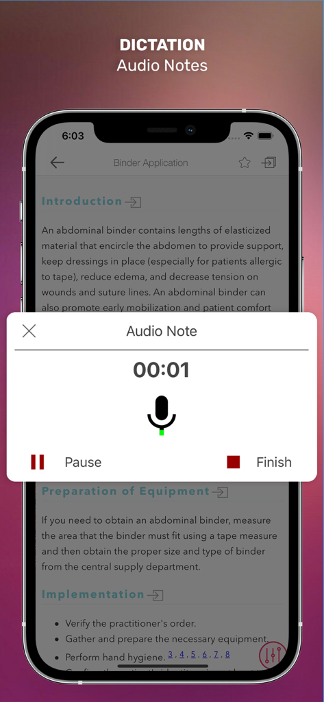 Lippincott Nursing app audio notes dictation feature