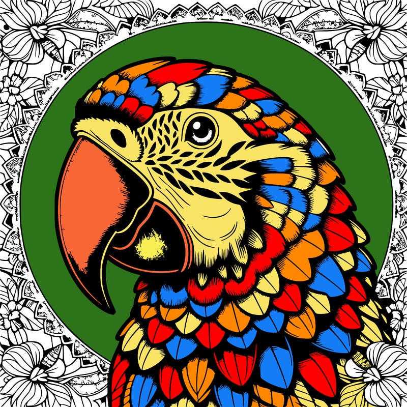 realistic parrot mandala