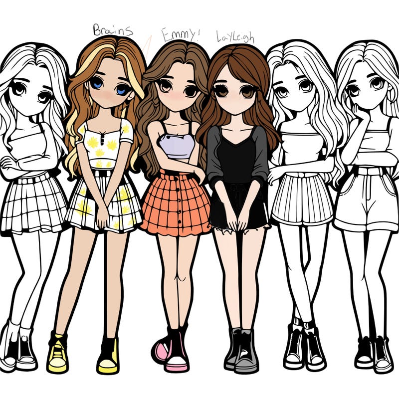 a group of girls realistic