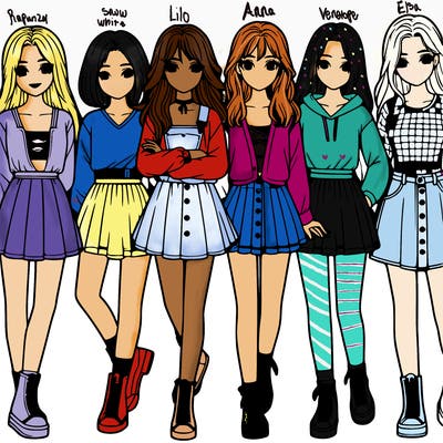 a group of girls realistic