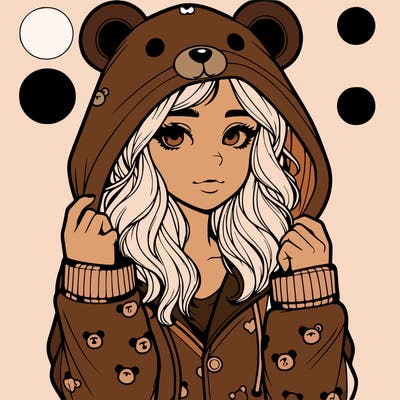 realistic girl in a animal pjs hoodie