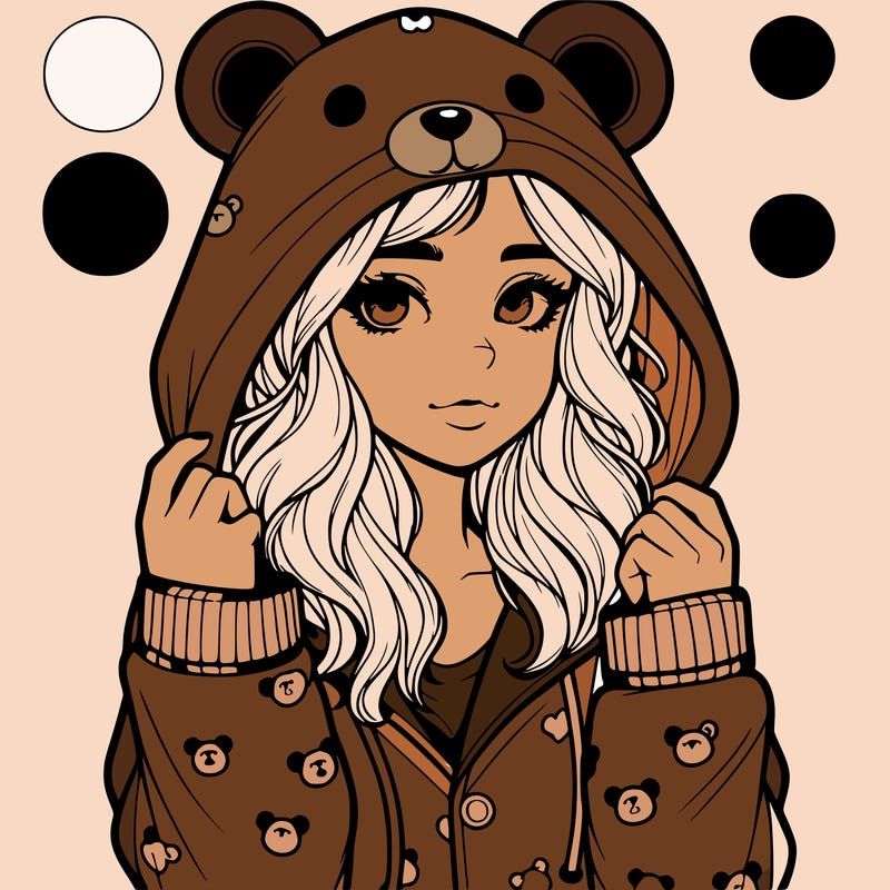 realistic girl in a animal pjs hoodie