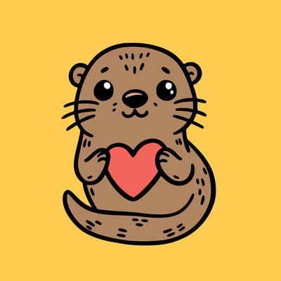 otter with a heart