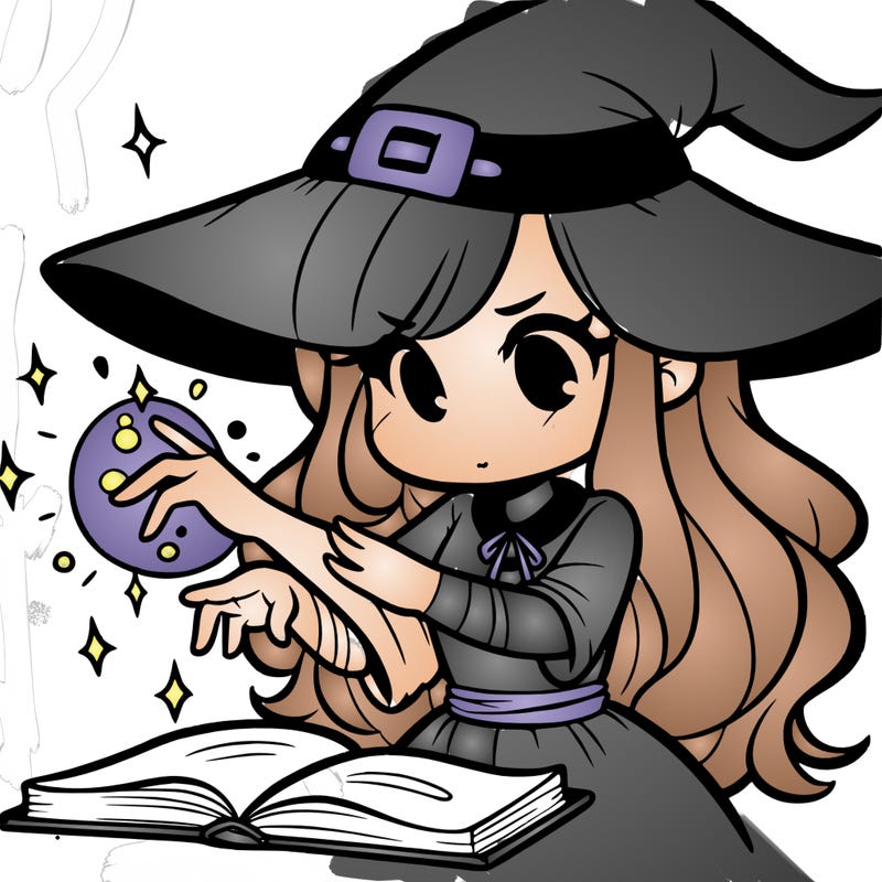 a witch girl making a spell