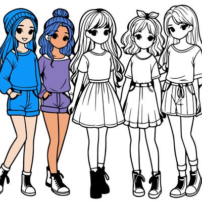 a group of five girls