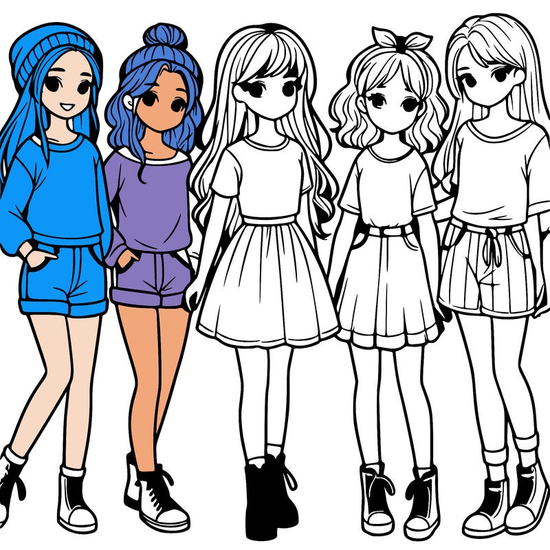 a group of five girls