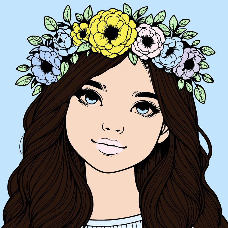 realistic girl with flower crown