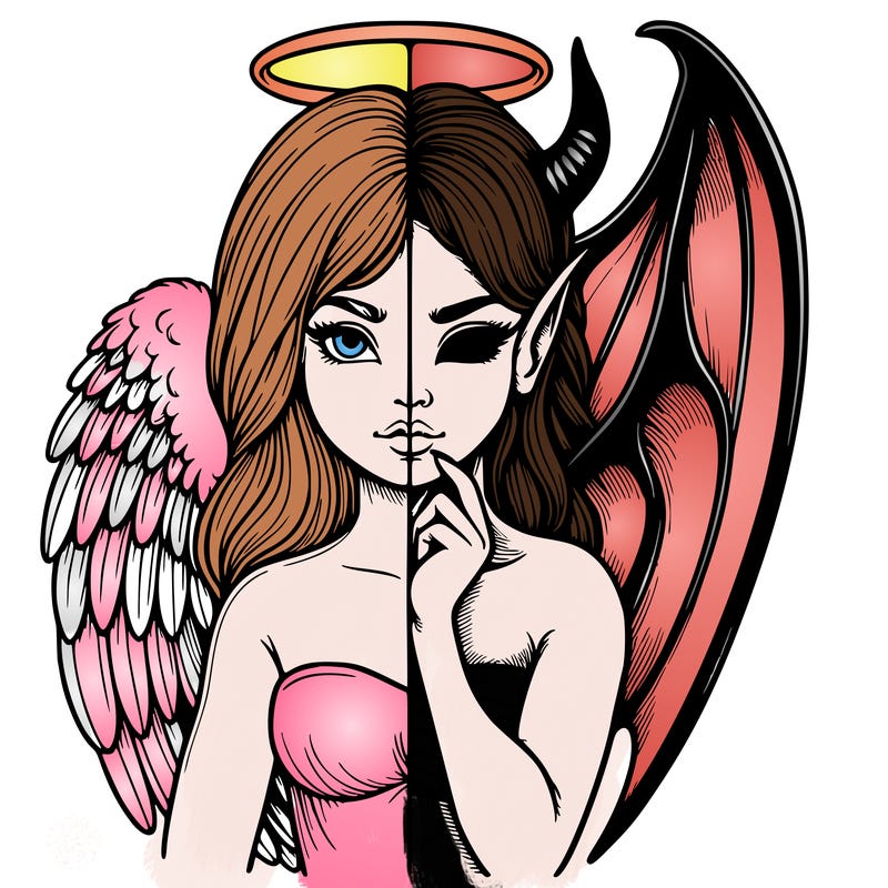 realistic angel half demon