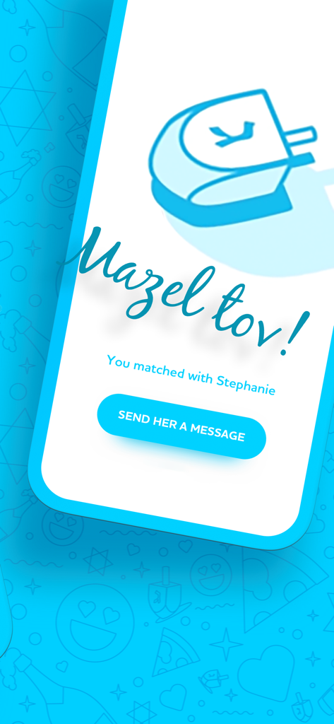 JSwipe - #1 Jewish Dating App - JSwipe app match screen with Mazel Tov text and message button