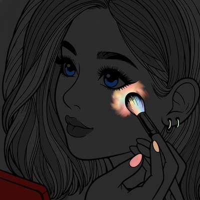 a realistic girl doing her makeup