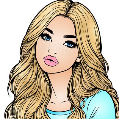 realistic girl with hair on her hair and lips